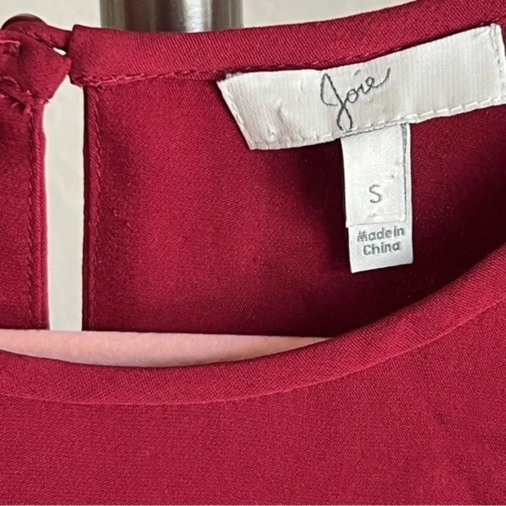 Joie SILK Gemini Silk Ruffle Sleeveless Tank Bordeaux Rose Dark Red Size S $208 - Picture 7 of 15